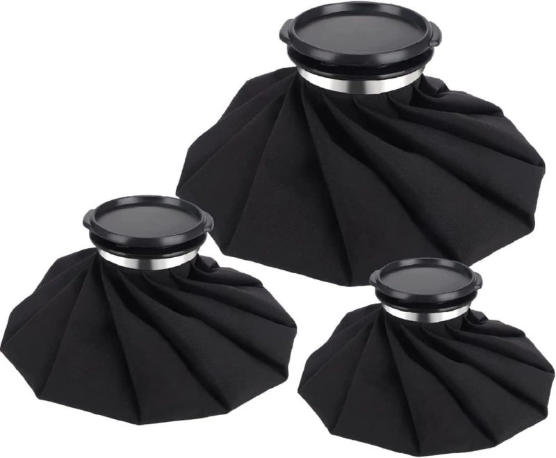 Ice Cold Pack Reusable Ice Bags for Injuries, Pain Relief Hot & Cold Therapy for Head Shoulder Back Knee Injury, 3 Pack, 3 Sizes 6"/9"/11" (Black)