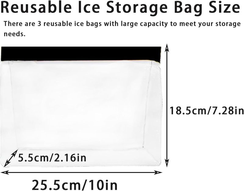 3 Pcs Reusable Ice Storage Bags with Secure Zip, 10"*7"*2.5" Ice Cube Storage Bag Freezer Storage Bags Ice Holder For Whiskey, Bourbon - Image 2