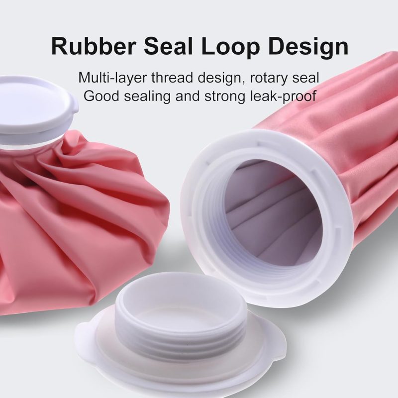 Ice Pack for Injuries Reusable, Ice Bags for Injuries Hot Water Bag for Hot & Cold Therapy and Pain Relief, No-Leak Elastic Breathable Ice Bag, Size 11", Pink - Image 2