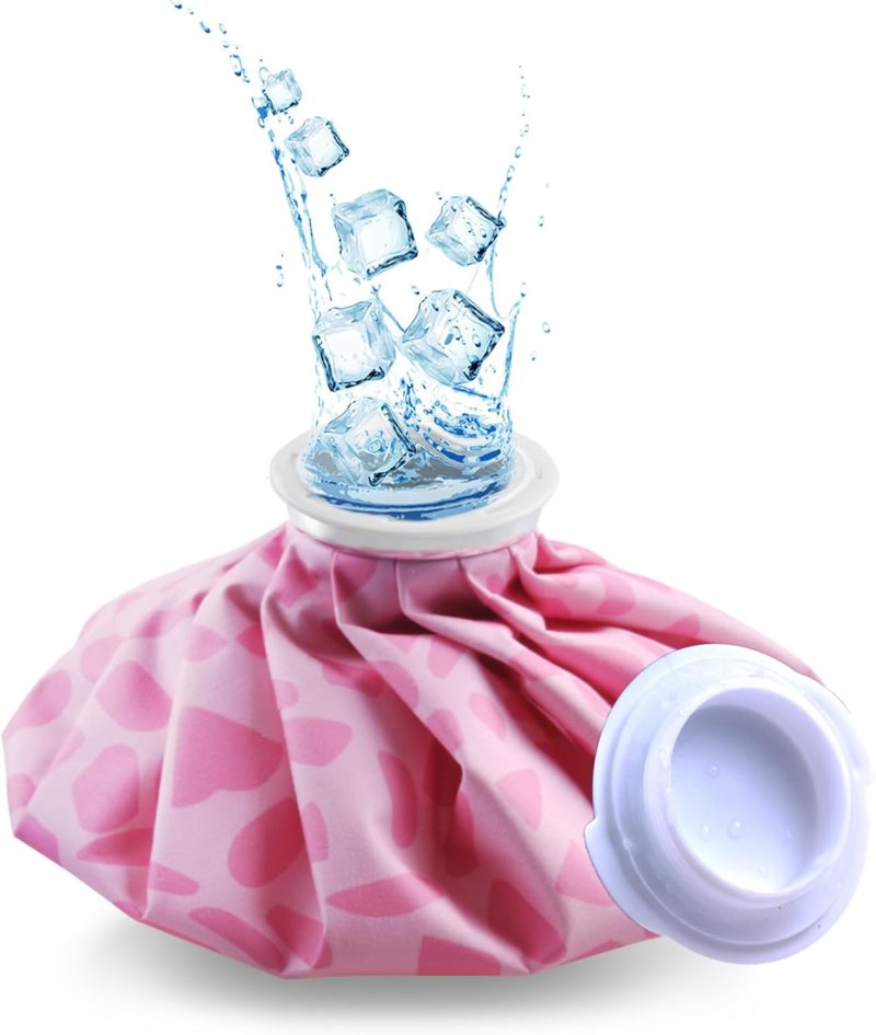 Ice Pack for Injuries Reusable, Ice Bag Reusable 11" Hot Water Bag for Hot & Cold Therapy, No-Leak Elastic Pink Ice Bag for Pain Relief, Menstruation Pain Injuries Muscle Strains