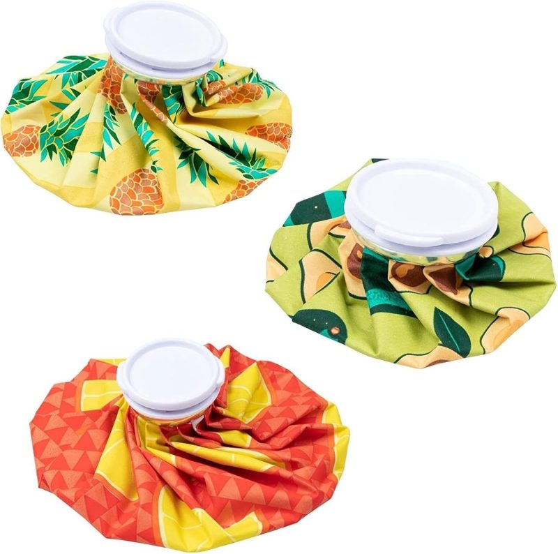 3 Pack Ice Pack for Cooler Reusable, Pain Relief Essentials, Injuries, Swelling, 3 Colorful Designs (3 Sizes) - Ice Bags for Injuries - Water Bags for Pain