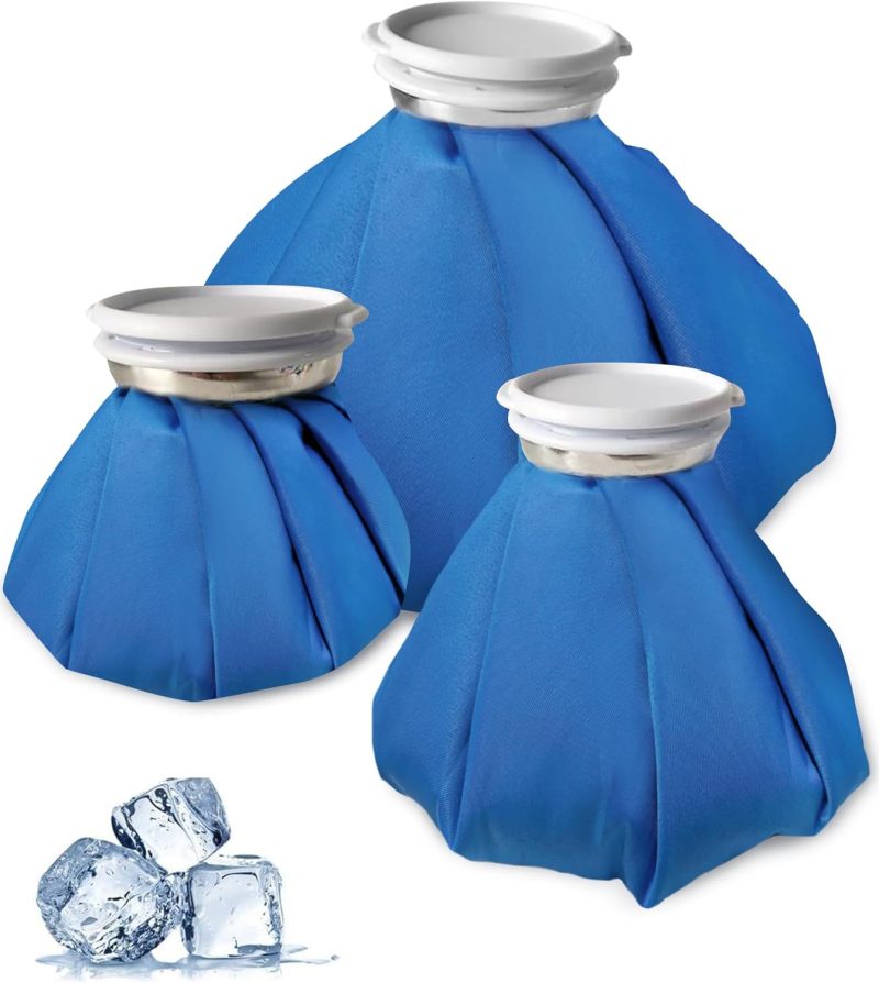 Ice Pack Bags for Injuries Reusable, Ice Bag Reusable 3 Packs Hot Water Bag for Pain Relief, Hot & Cold Therapy Cold Pack, Leak-Proof Elastic Ice Bag, Size 6 9 11“