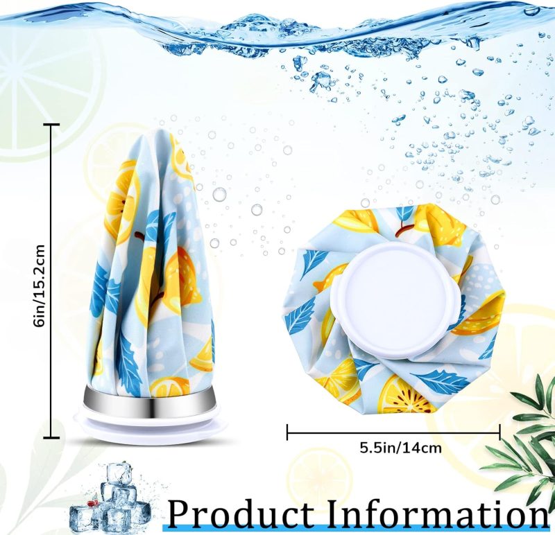 4 Pack Reusable Ice Pack and Hot Water Bag for Adults, Cold and Hot Use for Injuries, Pain Relief, Wisdom Teeth, Breastfeeding, Tired Eyes, 5.5 Inches(Cartoon Fruit Style) - Image 2