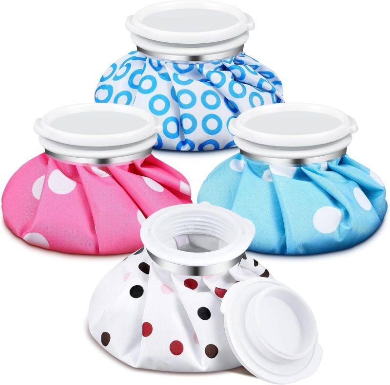 4 Pack Reusable Ice Pack and Hot Water Bag for Adults, Cold and Hot Use for Injuries, Pain Relief, Wisdom Teeth, Breastfeeding, Tired Eyes, 5.5 Inches(Stylish Style)