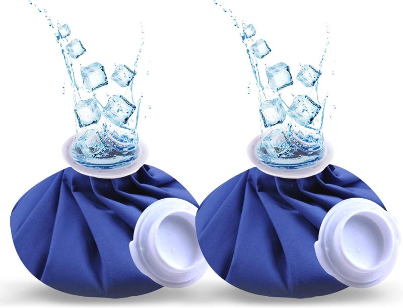 Ice Pack for Injuries Reusable 2Pcs, Ice Bags Hot Water Bag for Hot & Cold Therapy and Pain Relief, No-Leak Elastic Breathable Ice Bag, Size 9", Blue