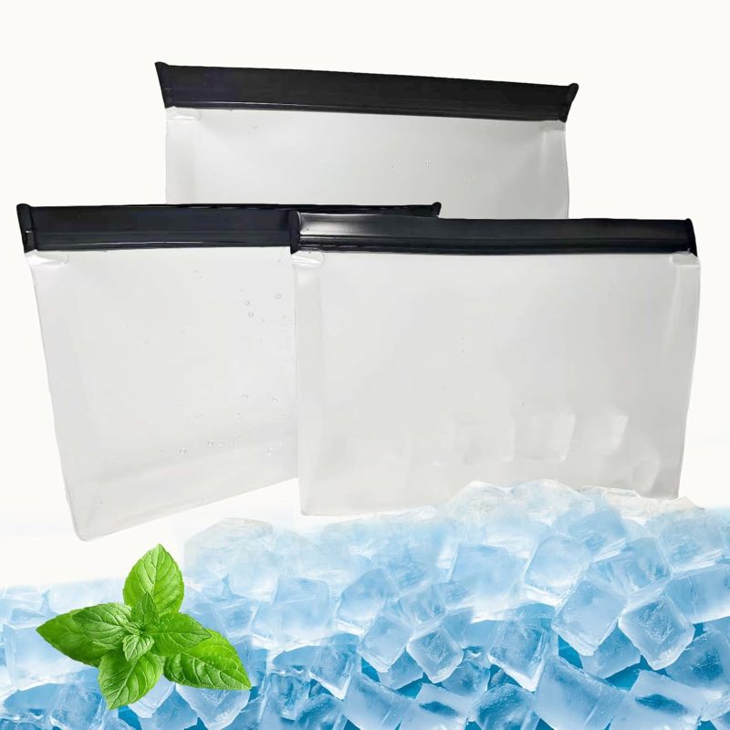 3 Pcs Reusable Ice Storage Bags with Secure Zip, 10"*7"*2.5" Ice Cube Storage Bag Freezer Storage Bags Ice Holder For Whiskey, Bourbon