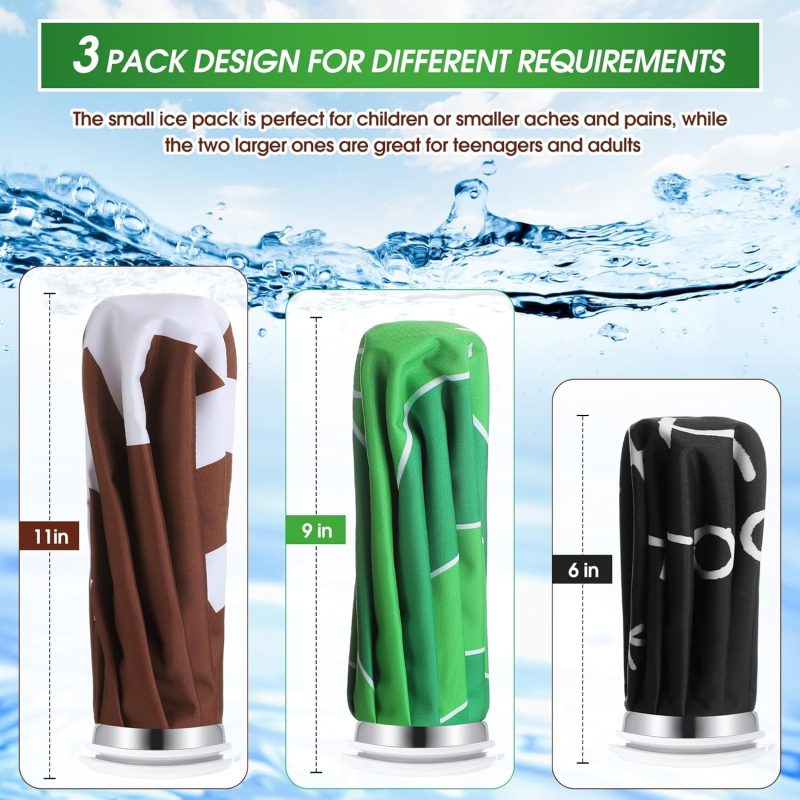 3 Pieces Ice Packs for Injuries Reusable Ice Packs with Adjustable Wrap Cold and Hot Therapy and Pain Relief for Knee Leg Injury, 3 Sizes, 11, 9, 6 Inch (4 Set)(Vintage Style,Brown) - Image 2