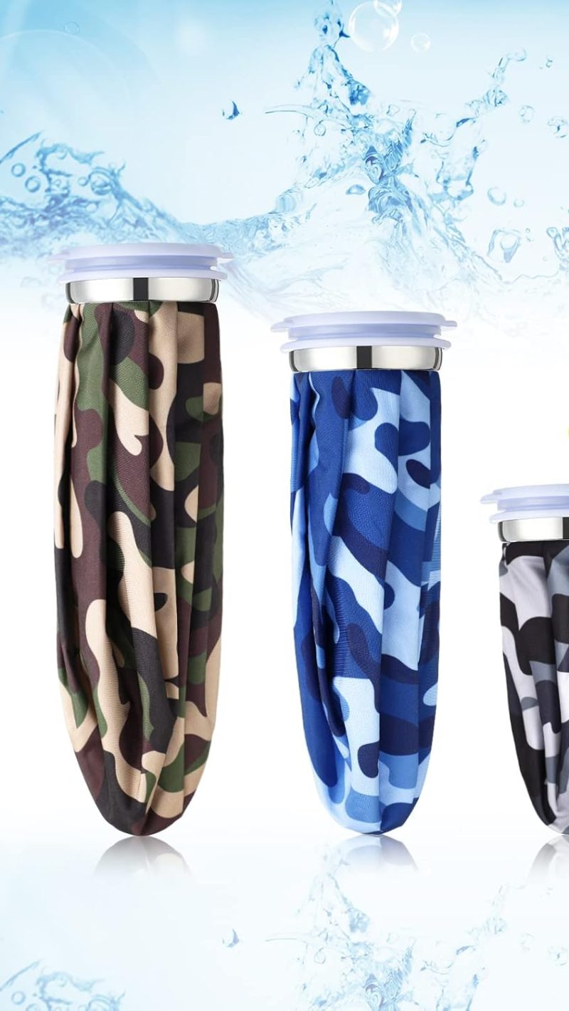 3 Pieces Ice Bags for Injuries Reusable Ice Pack Hot Cold Water Bag 6, 9, 10 Inches Hot Cold Therapy and Pain Relief Pain Screw Top for Sports Knee Head Leg(Camouflage Style) - Image 2