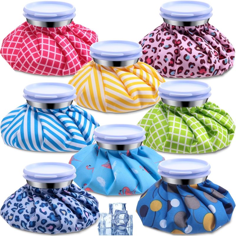 8 Pcs Ice Pack for Injuries Reusable with Screw Refillable Reusable Hot and Cold Bag for Sport Injuries Head Shoulder Back Neck Knee Pain Relief, 8 Colors, 6 Inch