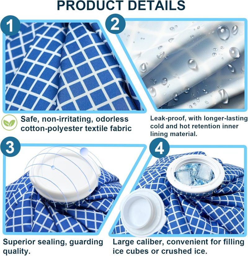 Ice Bags for Injuries, Classic No-Leak Elastic Breathable Ice Pack, Cold and Heat Treatment Ice Bag, Can Relieve Headaches, Migraines, Sports Injuries Swelling Pain, 3 Sizes (6"/9"/11") (4 Sets) - Image 2