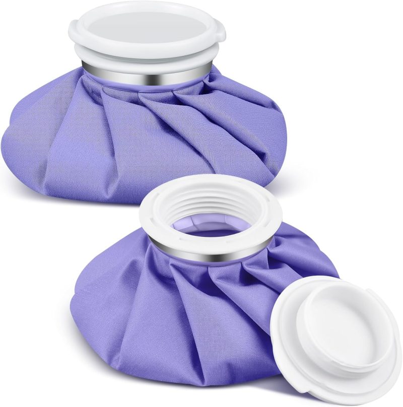2 Pack Ice Bags for Injuries Reusable, Cold and Hot Use Hot Water Bag, Durable and Reliable Cold Packs for Muscle Aches, Wisdom Teeth, Breastfeeding, Tired Eyes, 5.5 Inches(Purple)
