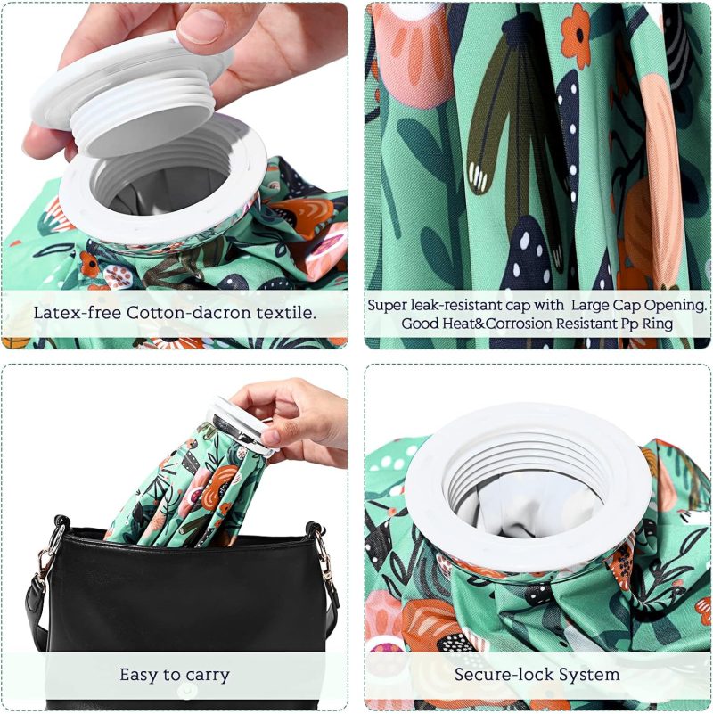 3 Pieces Ice Bags for Injuries Reusable Ice Pack Hot Cold Water Bag 6, 9, 10 Inches Hot Cold Therapy and Pain Relief Pain Screw Top for Sports Knee Head Leg(Flower Style) - Image 2